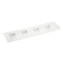 CAC China CN-4T12 Super White Porcelain 4 Compartment Rectangular Tasting Tray 0.5 oz. x 4 12 7/8" - 2 dozen