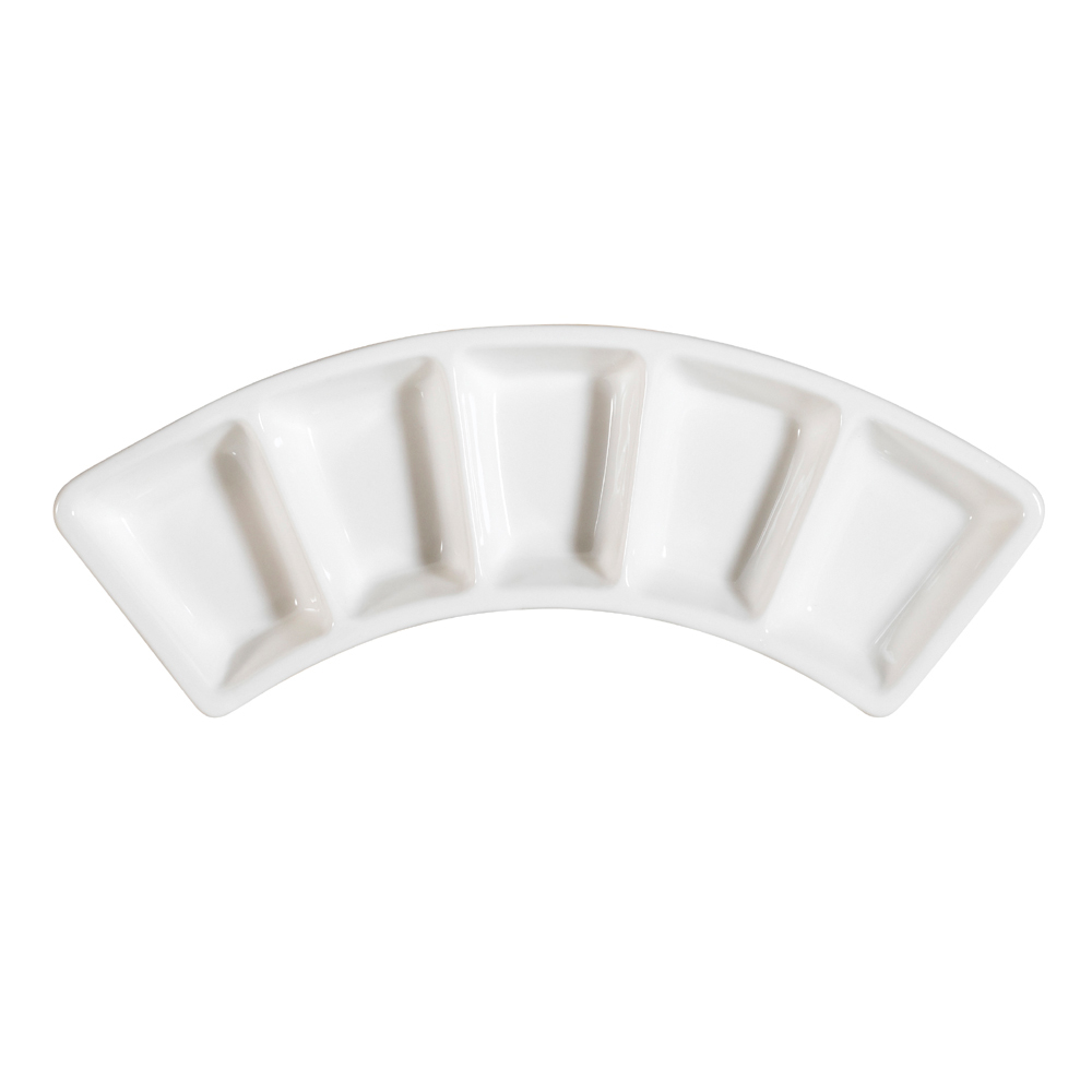 CAC China CN-5B10 Accessories Bone White Porcelain 5 Compartment Rectangular Dish 10"  - 2 dozen