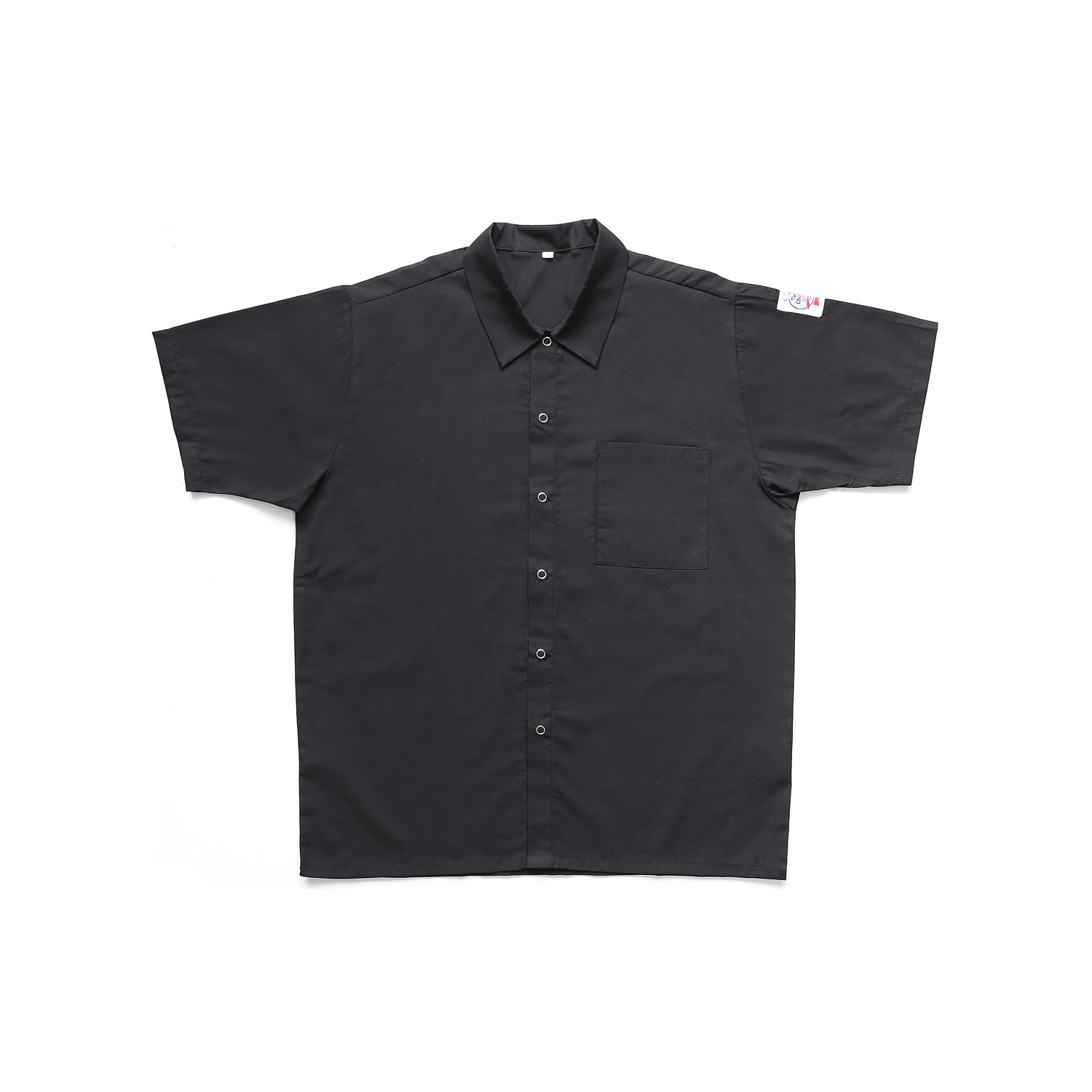 CAC China APST-8KL Chef's Pride Black Snap Button Chef Shirt L