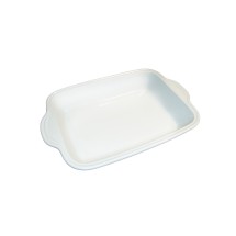 CAC China BF-61 Super White Porcelain Food Pan with Handles 16 1/4&quot; - 6 pcs