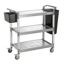 CAC China BTUC-19GY 3-Tier Gray Utility Cart 40-1/8&quot; x 19-3/4&quot; x 37-3/4&quot;H