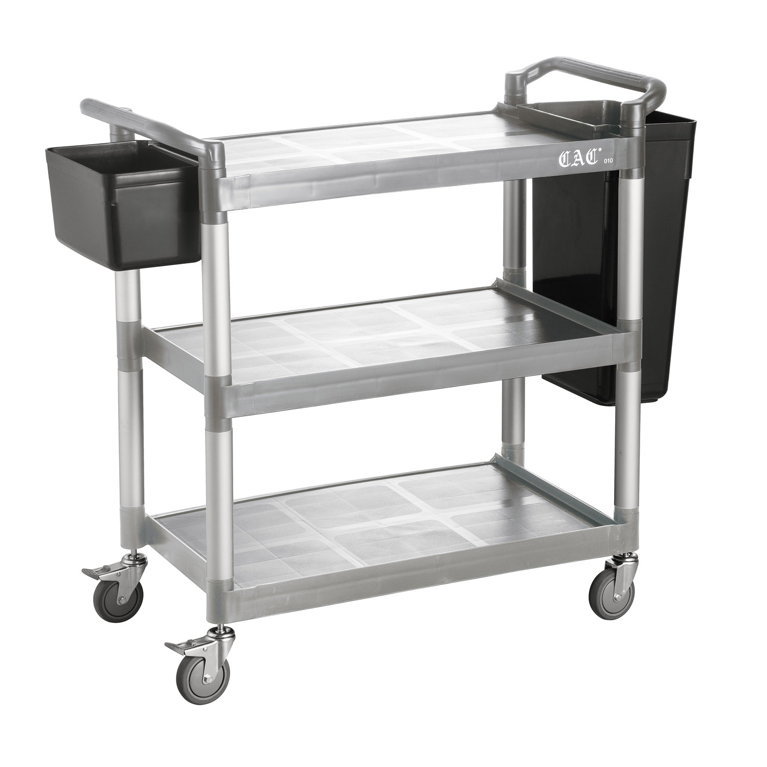 CAC China BTUC-19GY 3-Tier Gray Utility Cart 40-1/8" x 19-3/4" x 37-3/4"H