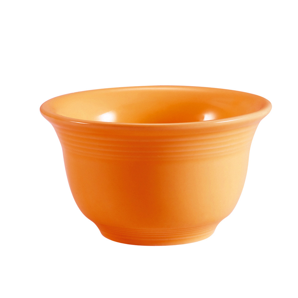 CAC China TG-4-TNG Tango Embossed Porcelain Tangerine Bouillon Cup 7.5 oz., 4 1/8"  - 3 dozen