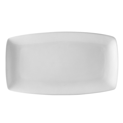CAC China COP-314 COP Super White Coupe Curved Rectangular Platter 13 3/4" - 1 dozen