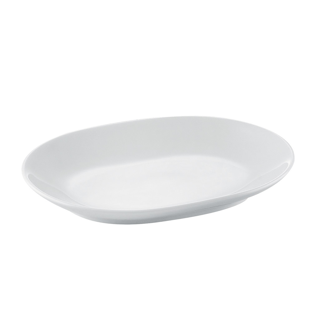 CAC China RCN-CD13 RCN Specialty Super White Porcelain Coupe D-End Platter 12 1/8"  - 1 dozen