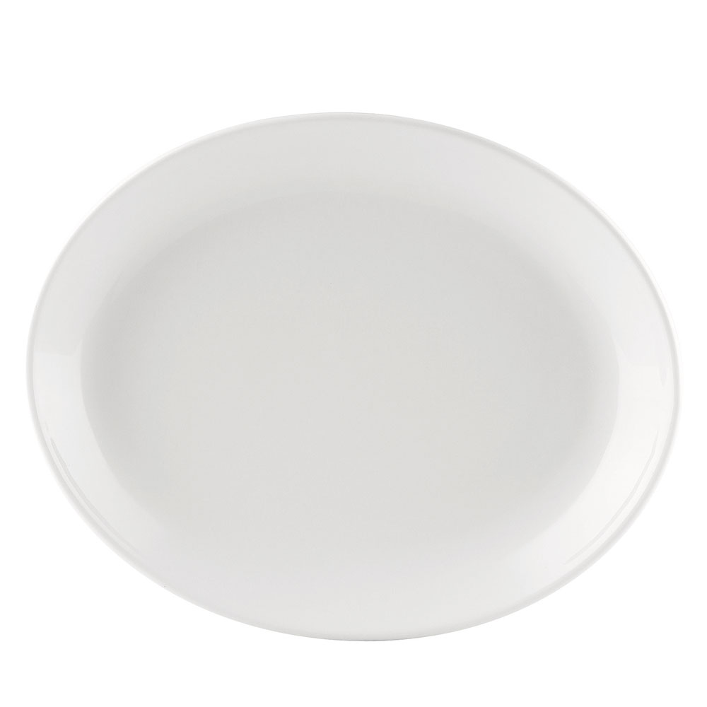 CAC China COP-OV14 COP Coupe Super White Porcelain Oval Platter 12 3/4" - 1 dozen