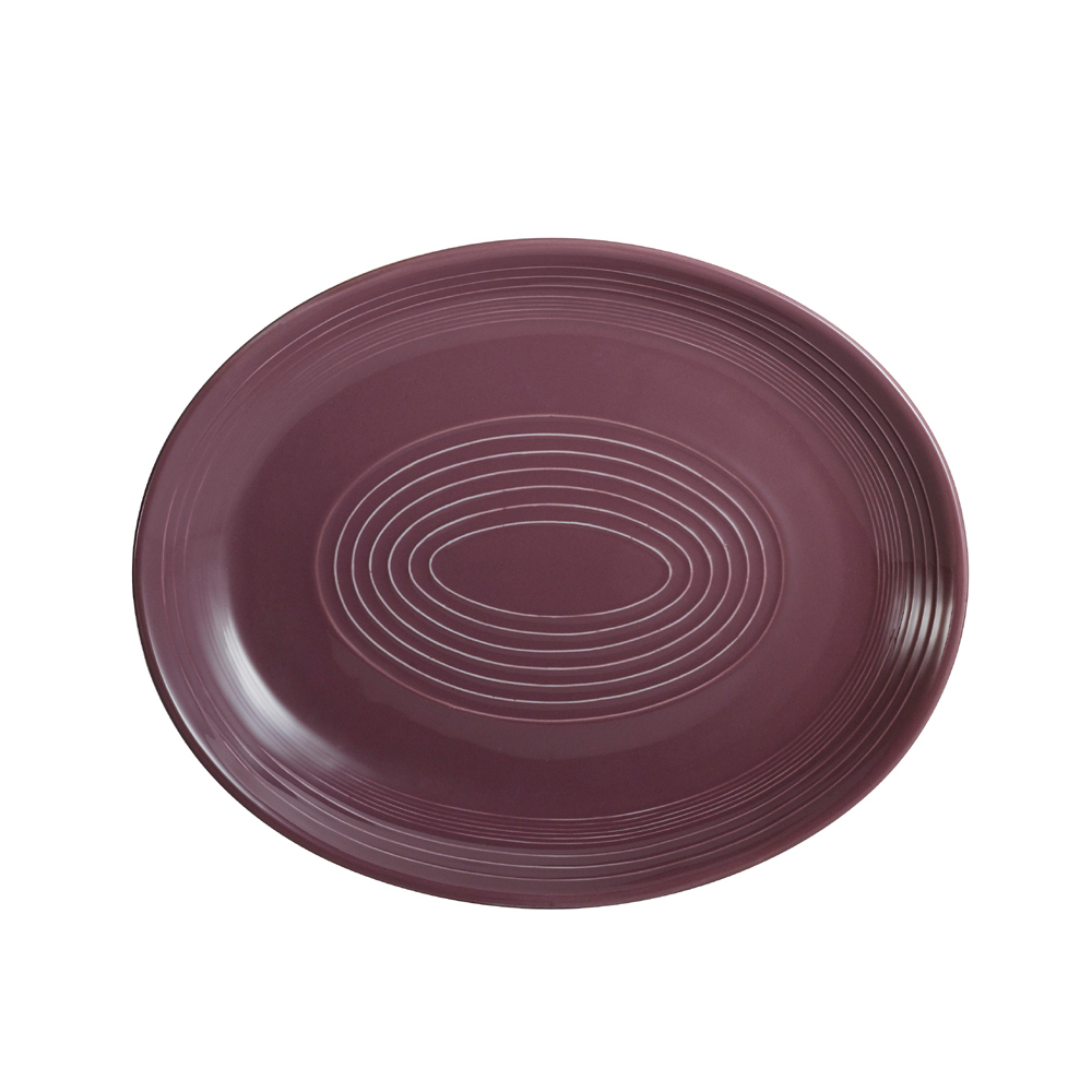 CAC China TG-14C-PLM Tango Embossed Porcelain Plum Coupe Oval Platter 12 3/4"  - 1 dozen