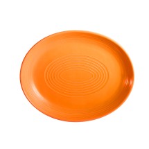 CAC China TG-13C-TNG Tango Embossed Porcelain Tangerine Coupe Oval Platter 11 1/2&quot;  - 1 dozen