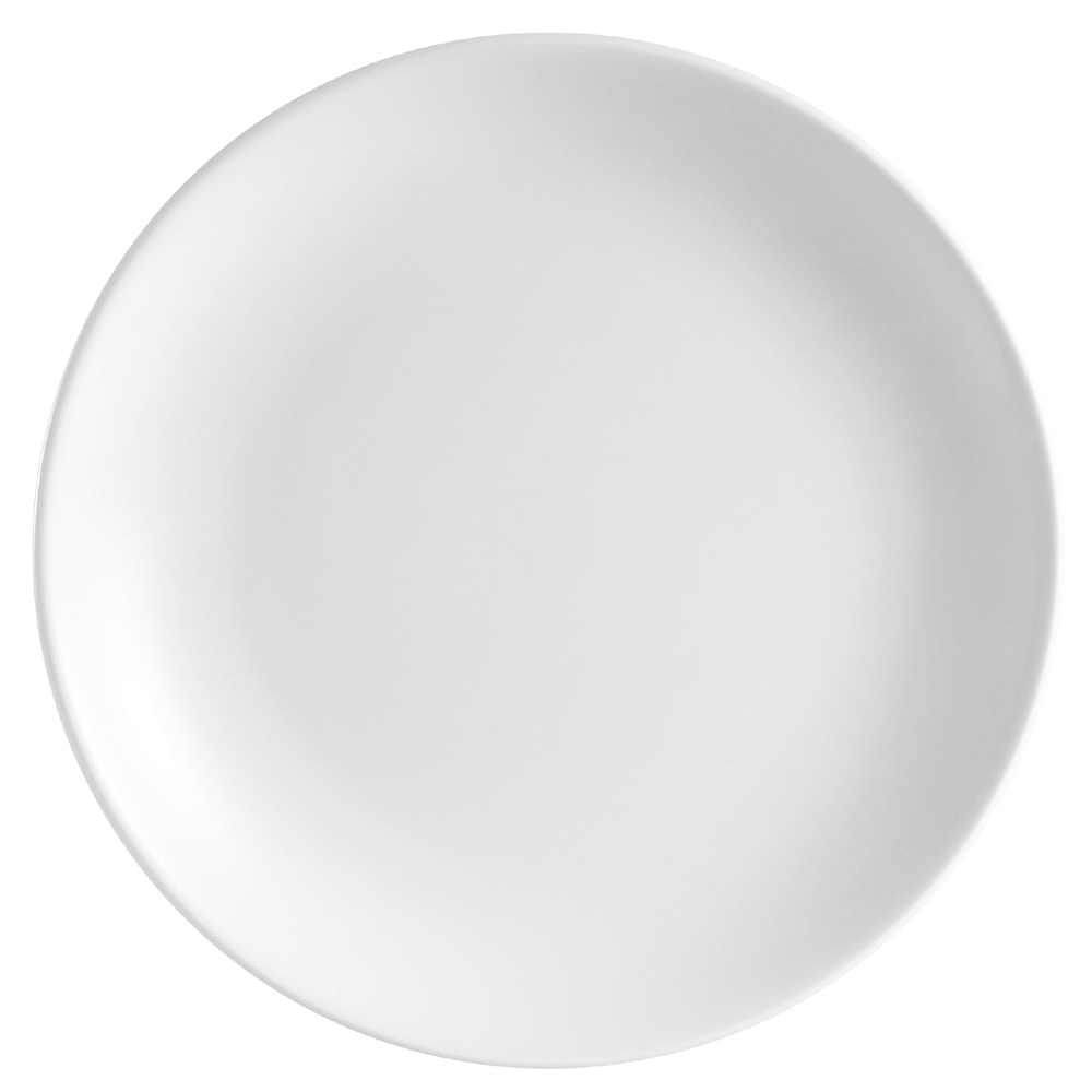 CAC China H-CP16 Hampton Super White Porcelain Round Coupe Plate 10 1/2"  - 1 dozen
