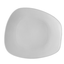 CAC China OAK-16 Oak Bone White Porcelain  Coupe Trapezoid Plate 10 1/2&quot;  - 1 dozen
