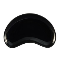 CAC China CRS-8-BLK Festiware Stoneware Black Stoneware Crescent Shape Salad Plate 8 3/4" - 3 dozen