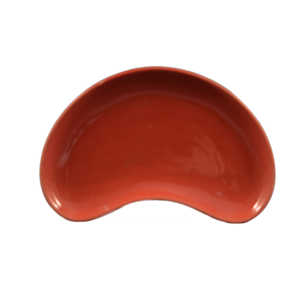 CAC China CRS-8-R Festiware Stoneware Red Stoneware Crescent Shape Salad Plate 8 3/4" - 3 dozen