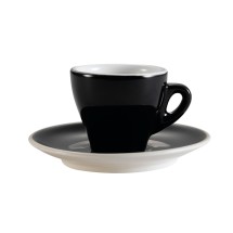 CAC China E-3-BLK Black Porcelain Cup & Saucer Set 3.5 oz., 2 3/4&quot; x 4 7/8&quot; - 48 set