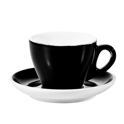 CAC China E-75-BLK Black Tea Cup & Saucer Set 7.5 oz., 3 5/8" x 5 7/8" - 36 sets