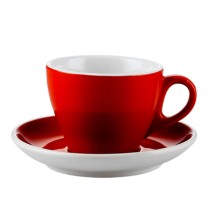 CAC China E-75-R Red Tea Cup & Saucer Set 7.5 oz., 3 5/8&quot; x 5 7/8&quot; - 36 sets