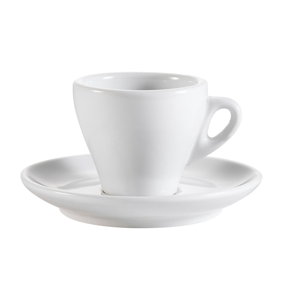 CAC China E-3 White Porcelain Cup & Saucer Set 3.5 oz., 2 3/4" x 4 7/8" - 48 set
