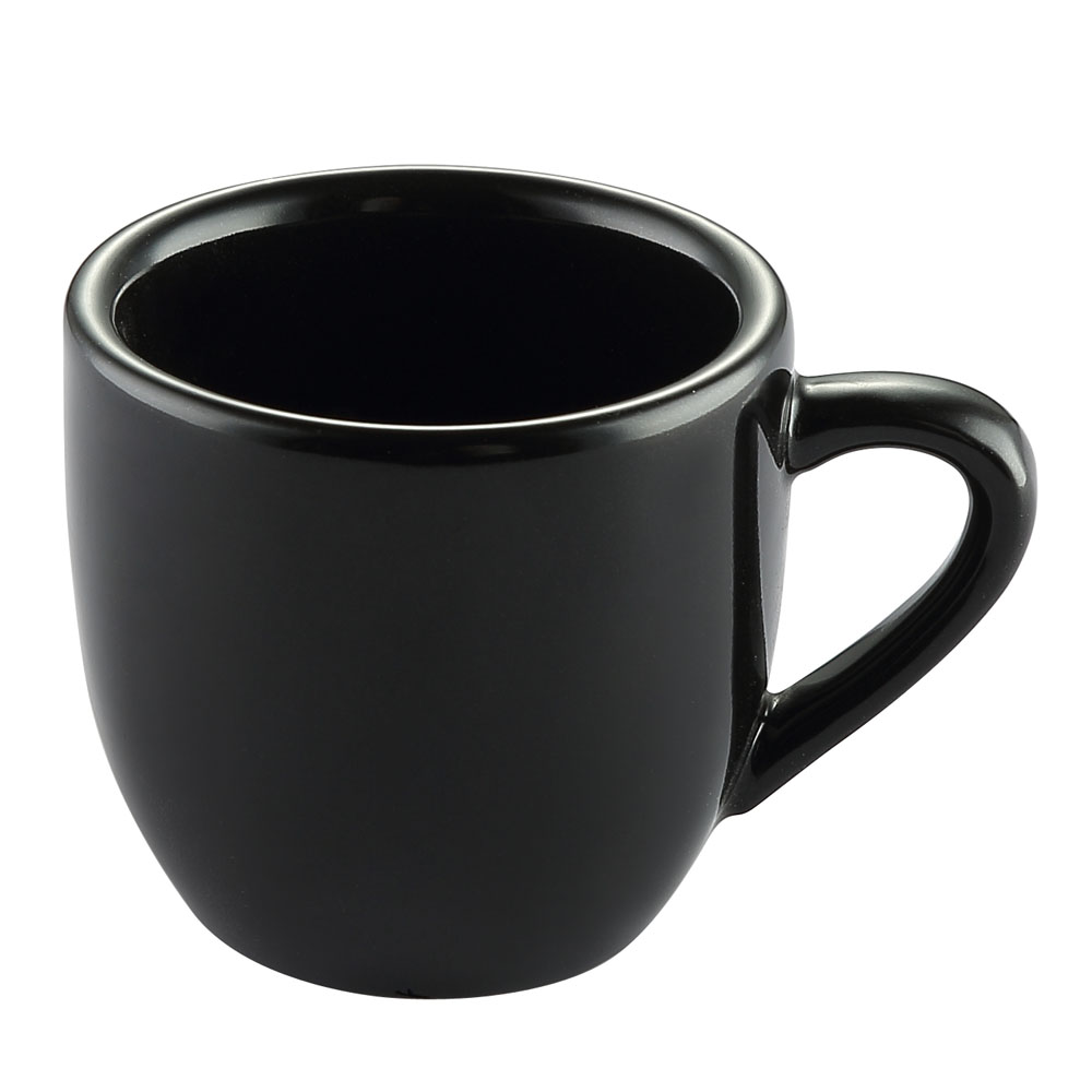 CAC China LV-35-BLK Las Vegas Stoneware Black Rolled Edge A.D. Cup 3.5 oz., 2 1/2"  - 3 dozen