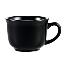 CAC China TG-1-BLK Tango Embossed Porcelain Black Tall Cup 7.5 oz., 3 1/2&quot;  - 3 dozen