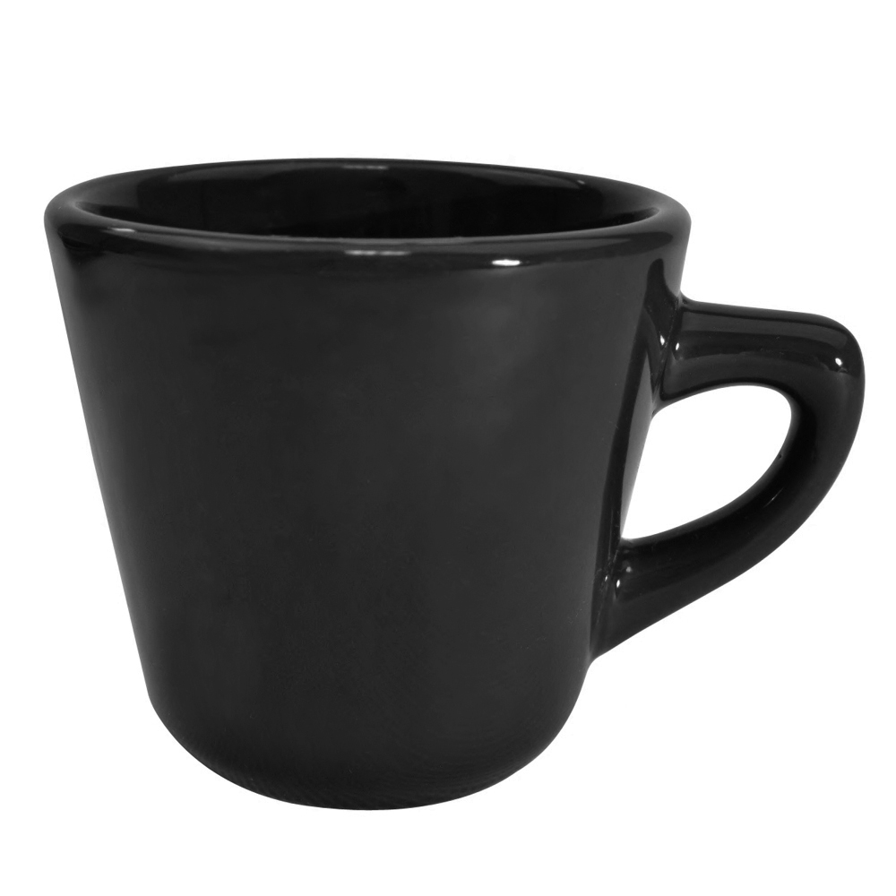 CAC China LV-1-BLK Las Vegas Stoneware Rolled Edge Black Tall Cup 7.5 oz., 3 1/4"  - 3 dozen