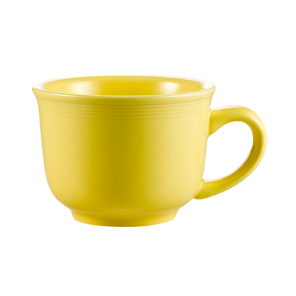 CAC China TG-1-SFL Tango Embossed Porcelain Sunflower Tall Cup 7.5 oz., 3 1/2"  - 3 dozen