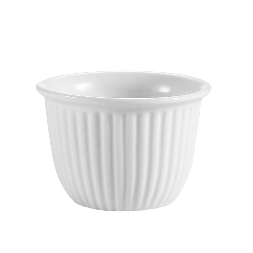 CAC China CST-8 Super White Porcelain Custard Cup 6 oz., 3 1/2" - 3 dozen