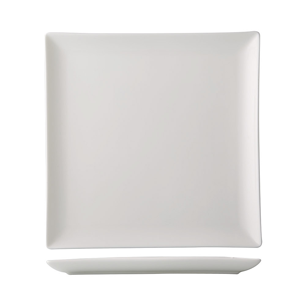 CAC China VCT-20 Victoria Bone White Porcelain Deep Coupe Square Plate 11 1/4"  - 1 dozen