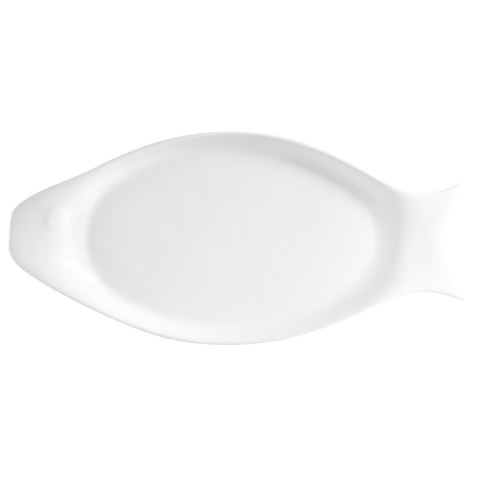 CAC China COL-F61 Super White Porcelain Fish Platter 15" - 1 dozen