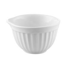CAC China RKF-204 Super White Porcelain Fluted Ramekin with Pour Spout 4 oz., 3 3/8&quot;  - 3 dozen