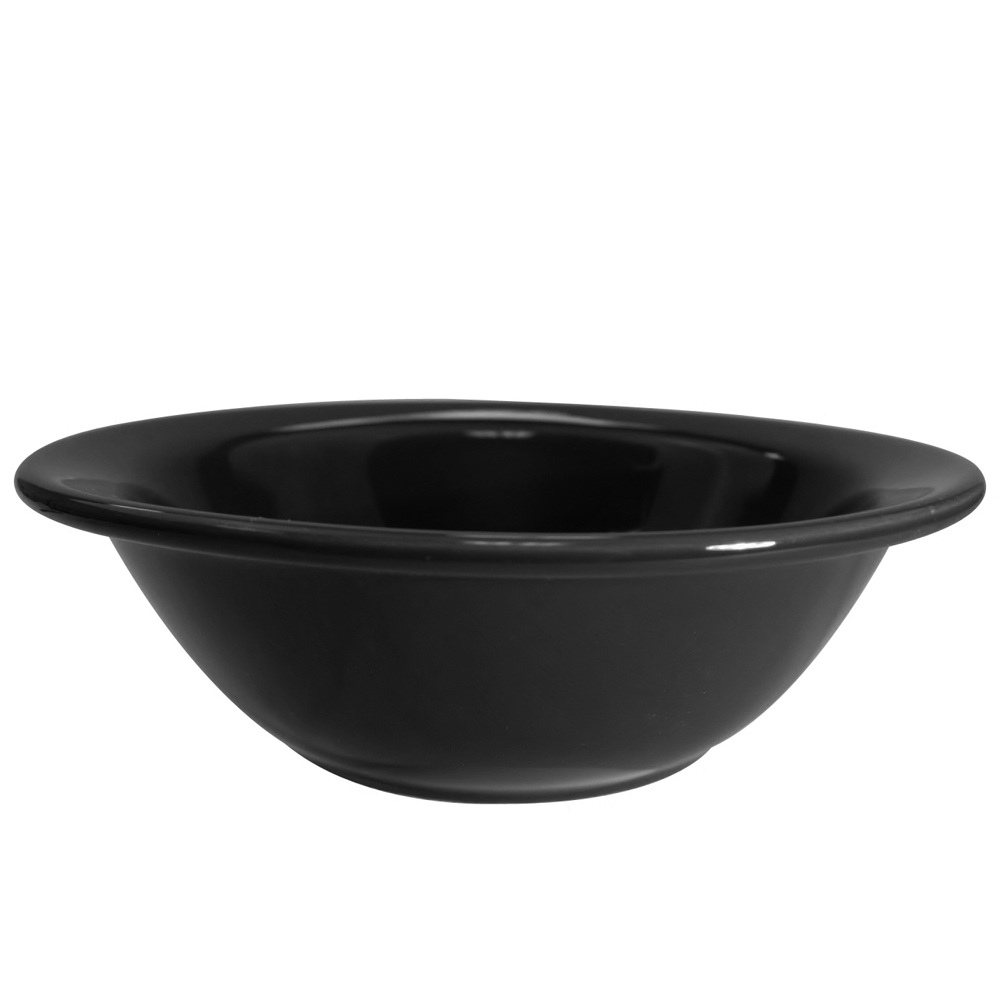 CAC China LV-10-BLK Las Vegas Stoneware Rolled Edge Black Grapefruit Dish 13 oz., 6 5/8" - 3 dozen