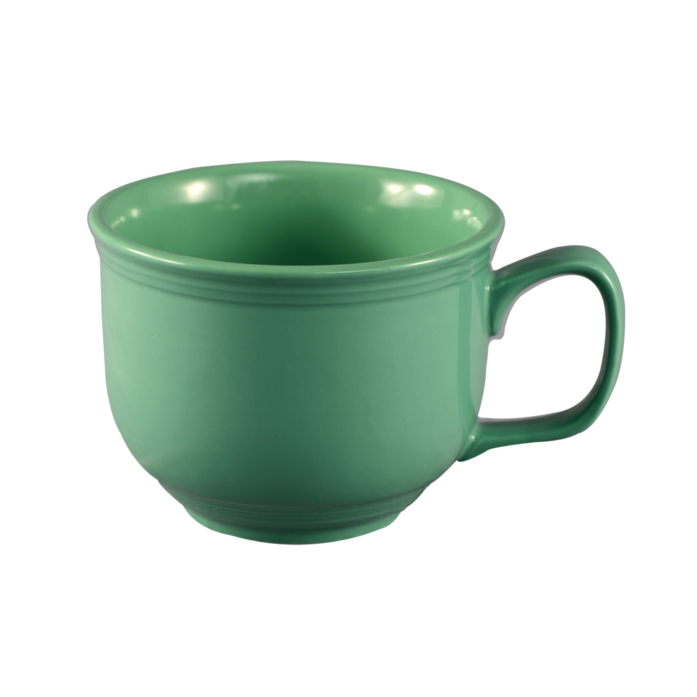 CAC China TG-318-G Tango Embossed Porcelain Green Jumbo Cup 18 oz., 4 5/8"  - 2 dozen