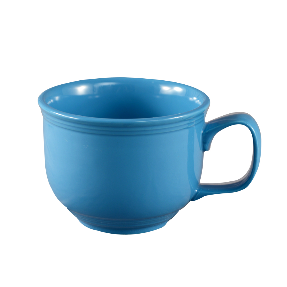 CAC China TG-318-PCK Tango Embossed Porcelain Peacock Jumbo Cup 18 oz., 4 5/8"  - 2 dozen