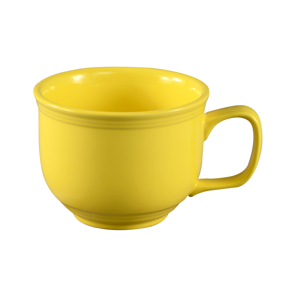 CAC China TG-318-SFL Tango Embossed Porcelain Sunflower Jumbo Cup 18 oz., 4 5/8"  - 2 dozen