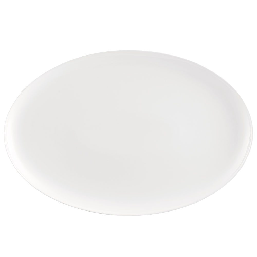 CAC China MX-CP61 Catering Collection Kristen Super White Coupe Oval Platter 16"  - 1 dozen