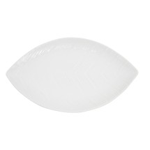 CAC China LFD-10 Accessories Bone White Porcelain Leaf Dish 10&quot;  - 1 dozen