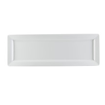 CAC China CBS-461 Cambridge Embossed Super White Porcelain Long Deep Rectangular Platter 16 1/4" - 1 dozen