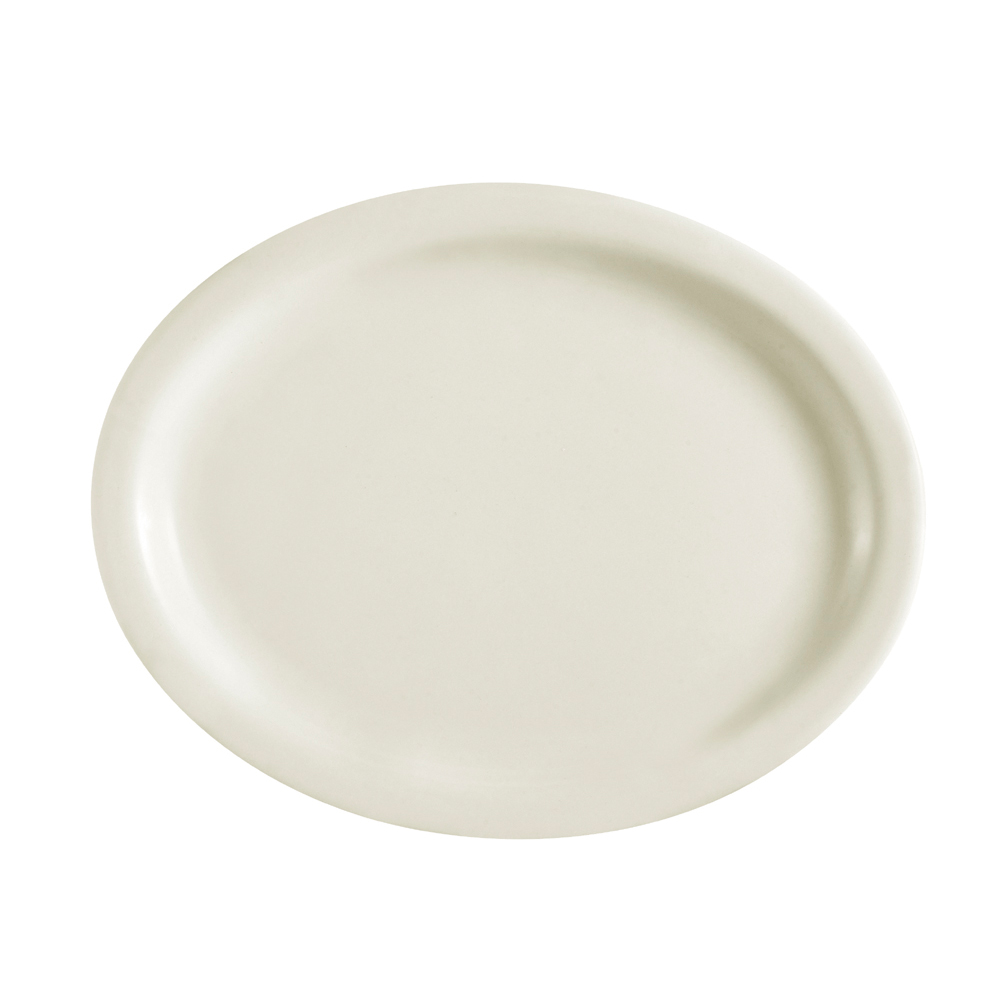 CAC China NRC-12 NRC American White Oval Narrow Rim Platter 9-1/2"L x 7-1/4"W x 3/4"H - 2 dozen