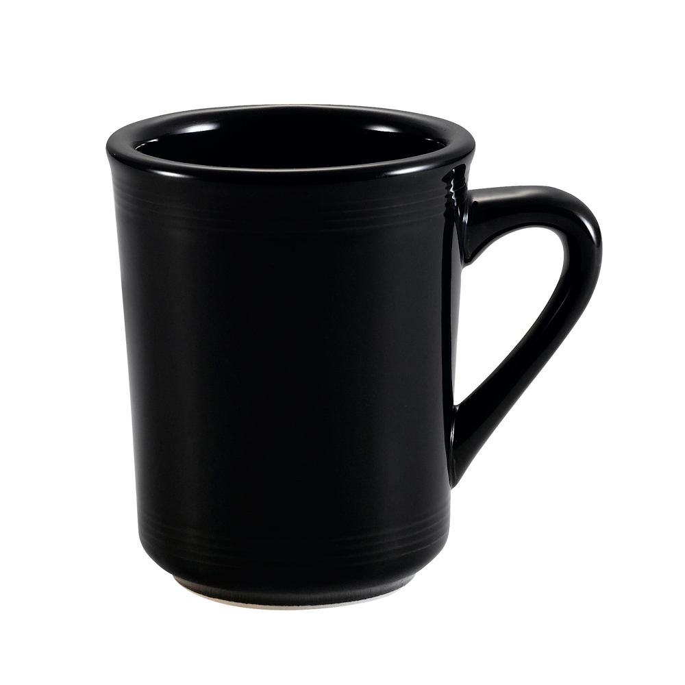 CAC China TG-17-BLK Tango Embossed Porcelain Black Mug 8 oz., 3 1/4"  - 3 dozen