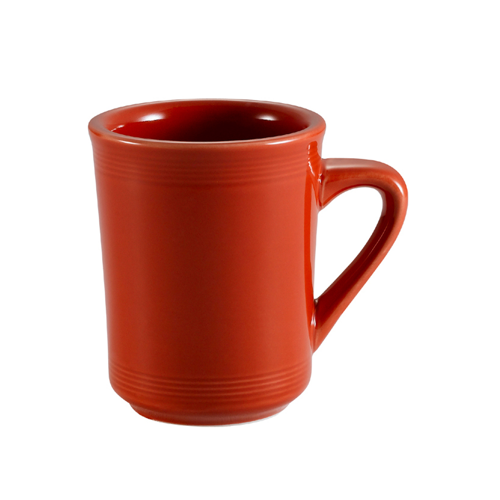 CAC China TG-17-R Tango Embossed Porcelain Red Mug 8 oz., 3 1/4"  - 3 dozen