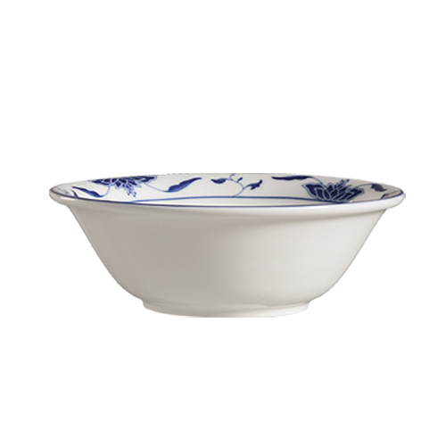CAC China 103-84 Blue Lotus Porcelain Noodle Bowl 6 oz., 8" - 2 dozen