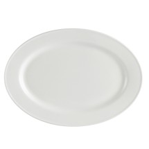 CAC China EVT-13 Everest Bone White Porcelain Oval Platter 11 3/4" - 1 dozen