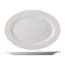 CAC China EVT-12 Everest Bone White Porcelain Oval Platter 10 1/2" - 2 dozen