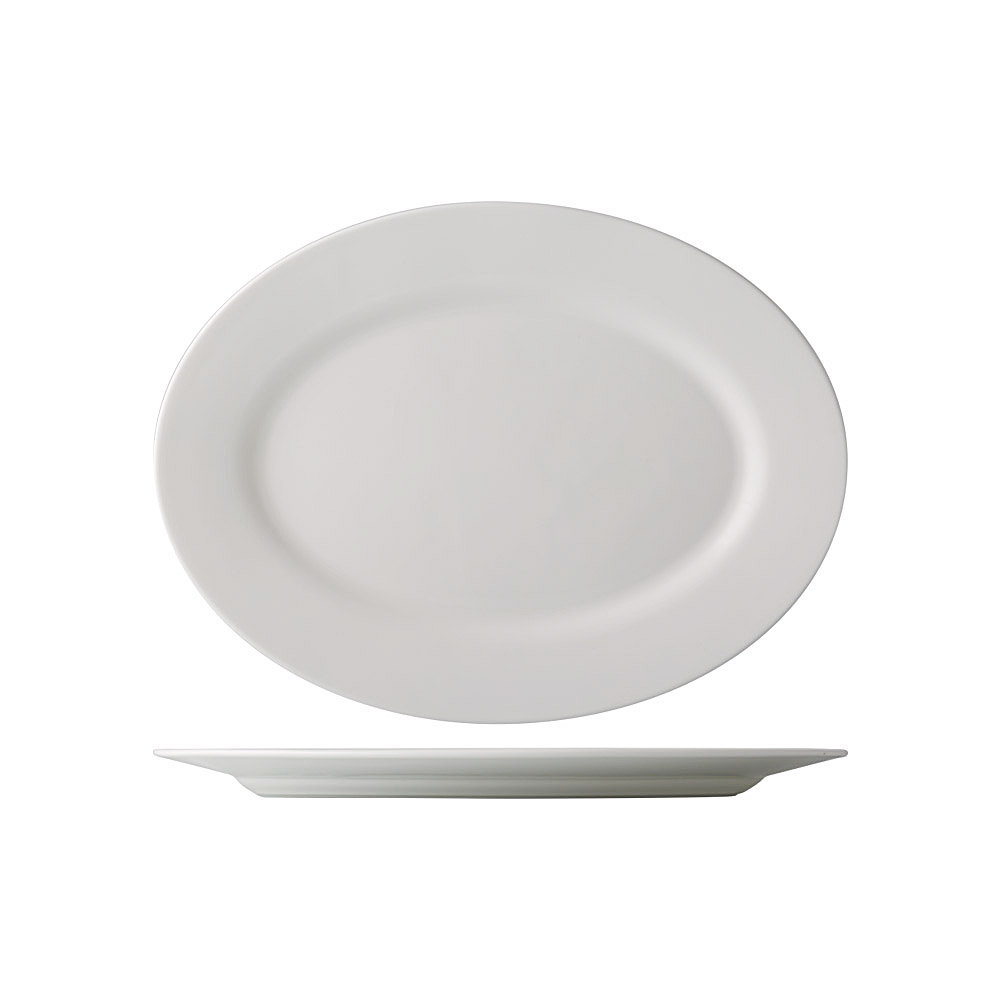 CAC China GDC-13 Grand Canyon Bone White Porcelain Oval Platter 11 3/4" - 1 dozen