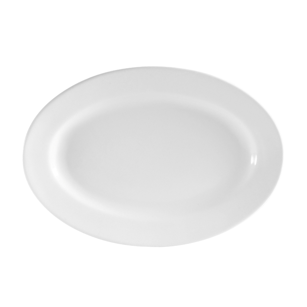 CAC China RCN-14 Clinton Super White Porcelain Oval Platter 13" - 1 dozen