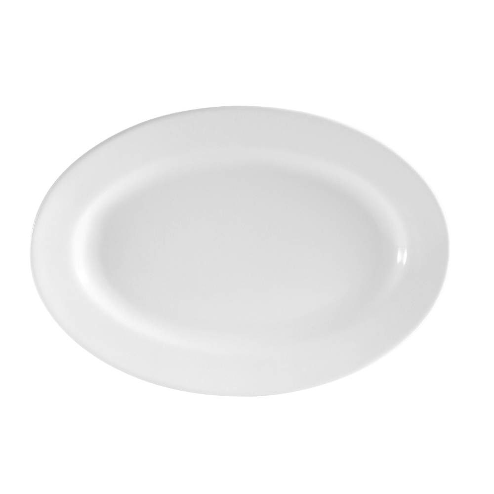CAC China RCN-95 Clinton Super White Porcelain Oval Platter 25" - 2 pcs