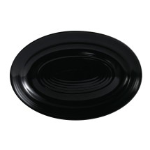CAC China TG-12-BLK Tango Embossed Porcelain Black Oval Platter 10 5/8&quot;  - 2 dozen