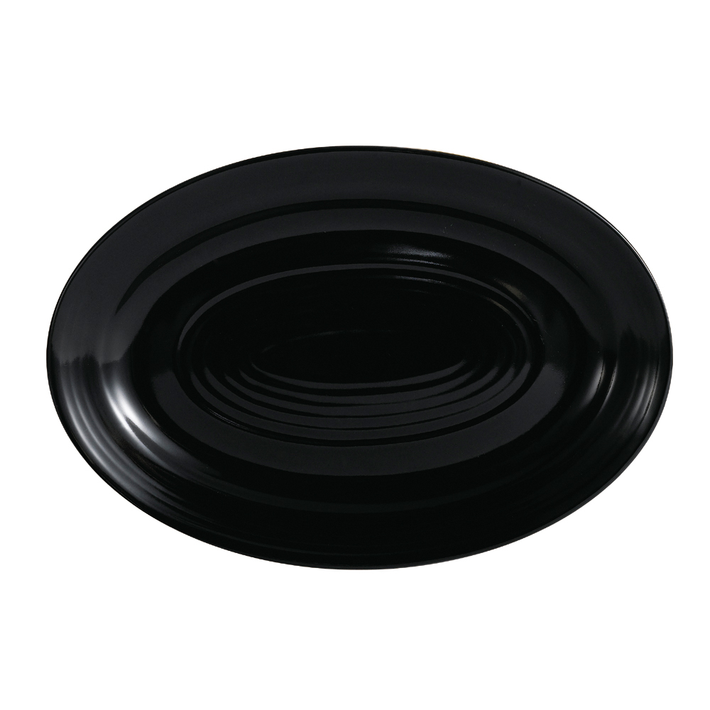 CAC China TG-12-BLK Tango Embossed Porcelain Black Oval Platter 10 5/8"  - 2 dozen