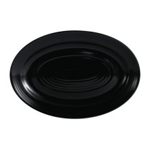 CAC China TG-34-BLK Tango Embossed Porcelain Black Oval Platter 9 5/8&quot;  - 2 dozen