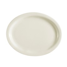 CAC China NRC-41 Oval Super White Porcelain Narrow Rim Platter 8 5/8&quot; - 3 dozen