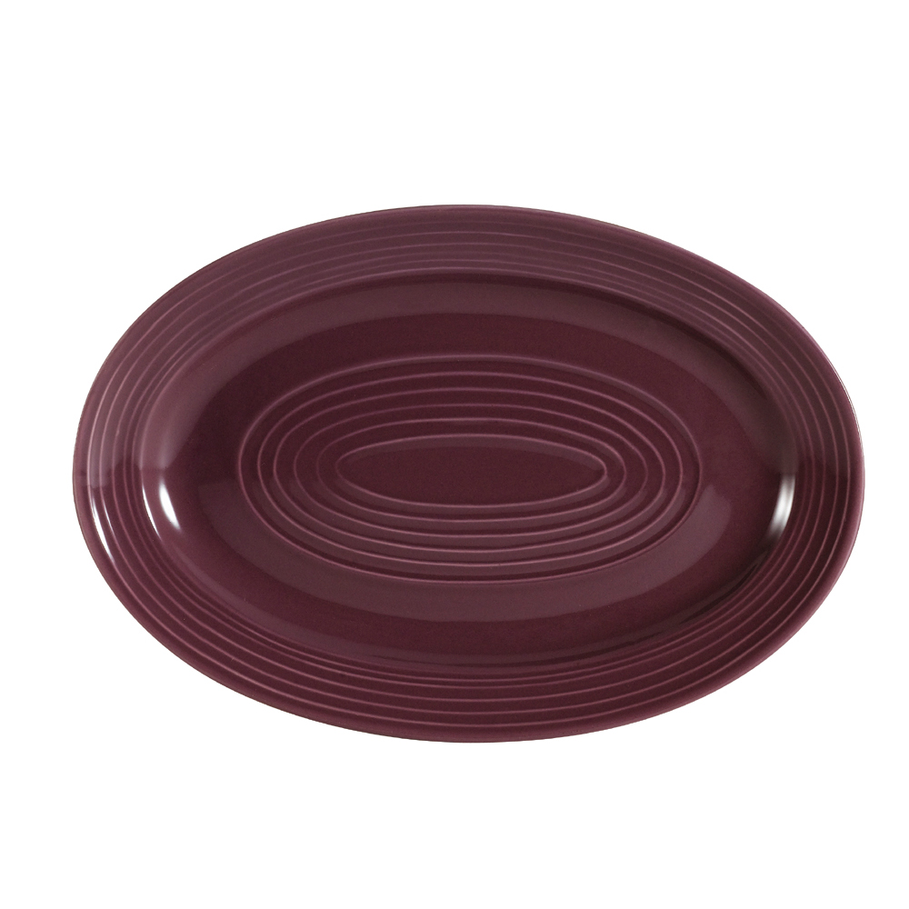 CAC China TG-12-PLM Tango Embossed Porcelain Plum Oval Platter 10 5/8"  - 2 dozen