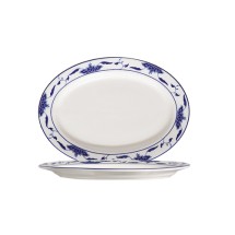 CAC China 103-12 Blue Lotus Platter with Decorative Rim 10 1/4&quot; - 2 dozen